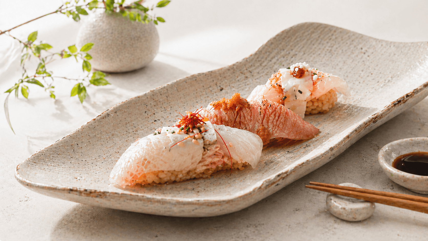 Restaurant Business 04 preview featuring a minimal sushi hero